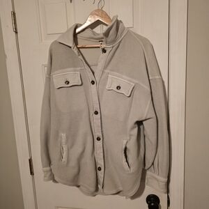 Gray Button-Up Fleece Jacket